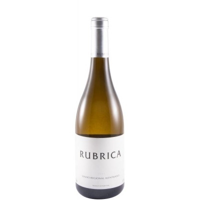 Garrafa de vinho branco Rubrica com rótulo branco