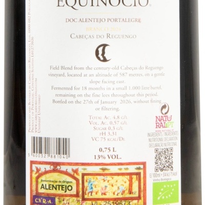 Rótulo de vinho branco EQUINÓCIO DOC ALENTEJO PORTALEGRE 2024