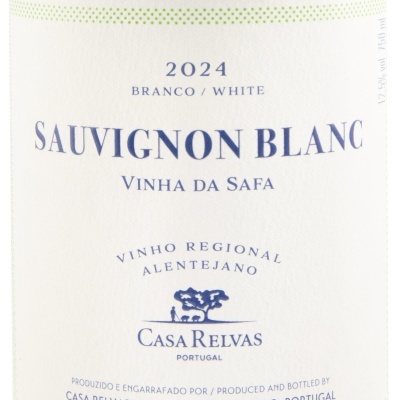 Rótulo de garrafa de vinho branco Sauvignon Blanc 2024 da Casa Relvas