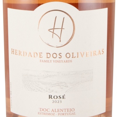 Rótulo de vinho rosé Herdade dos Oliveiras DOC Alentejo 2023
