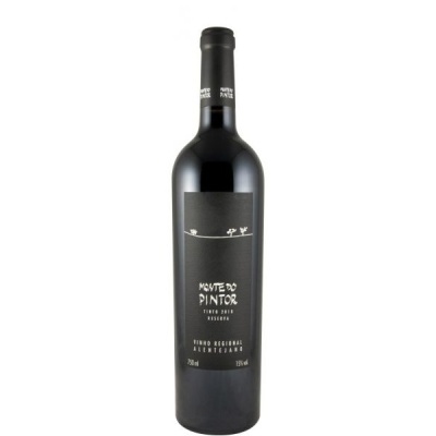 Garrafa de vinho Monte do Pintor, rótulo preto com texto branco