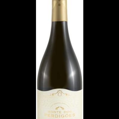Garrafa de vinho Monte dos Perdigões Reserva com rótulo branco e detalhes dourados