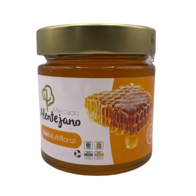 Frasco de mel multifloral Mercado Alentejano com tampa dourada