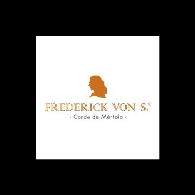Logótipo com silhueta de cabeça laranja e texto Frederick von S. Conde de Mértola