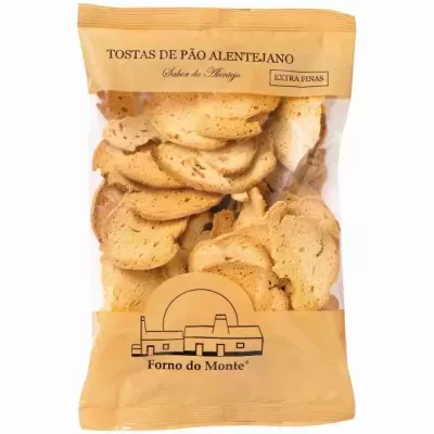 Pacote de tostas de pão Alentejano extra finas na embalagem