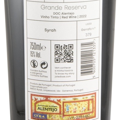 Etiqueta de vinho tinto Já Te Disse Syrah 2022 DOC Alentejo