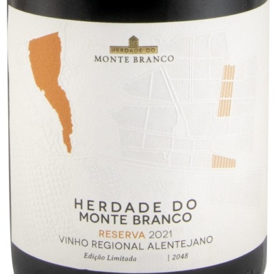 Etiqueta de vinho Herdade do Monte Branco Reserva 2021 Alentejano