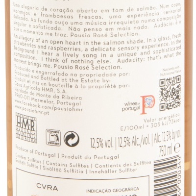 Etiqueta vinho rosé Pousio Selection 2024, Alentejo, Portugal, 12,5% vol, 750 ml