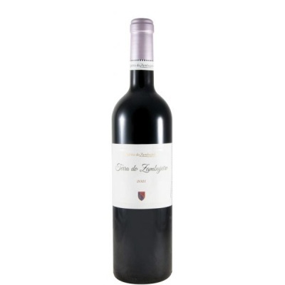 Garrafa de vinho tinto Quinta do Zambujeiro 2021 com rótulo branco