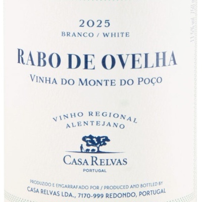 Etiqueta de garrafa de vinho branco Rabo de Ovelha 2025 da Casa Relvas