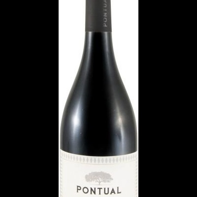 Garrafa de vinho Pontual Reserva 2023 com rótulo branco e tampa preta