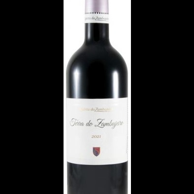 Garrafa de vinho tinto Terra do Zambujeiro 2021 com rótulo branco e tampa prateada
