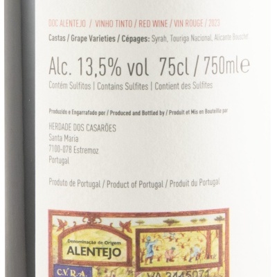Rótulo de vinho tinto DIVAI Selection com informações de safra 2023 e volume 75cl.