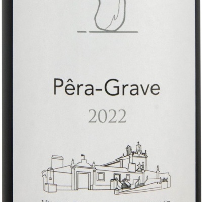 Rótulo de vinho Pêra-Grave 2022 com ilustração de edifício