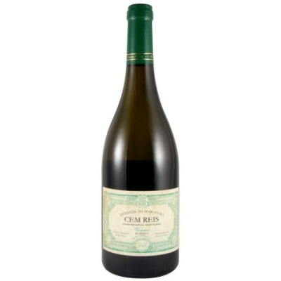 Garrafa de vinho com rótulo verde e branco e cápsula verde