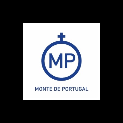Logótipo MONTE DE PORTUGAL em azul com círculo e cruz