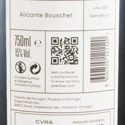 Etiqueta de vinho Já Te Disse com informações detalhadas