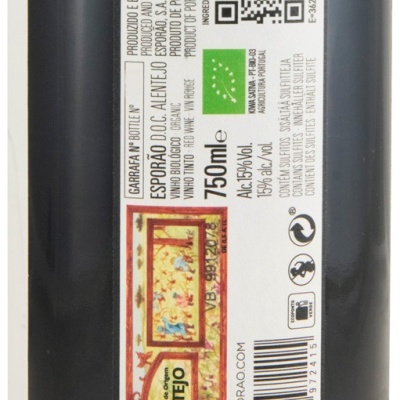 Etiqueta de garrafa de vinho tinto orgânico Alentejo 750 ml
