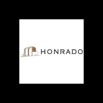 Logótipo HONRADO com desenho arquitetónico em castanho e bege