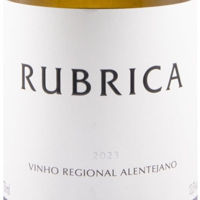 Rótulo de garrafa de vinho Rubrica branco com texto em preto