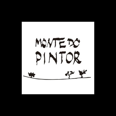 Logótipo preto com texto Monte do Pintor e ilustrações de árvores