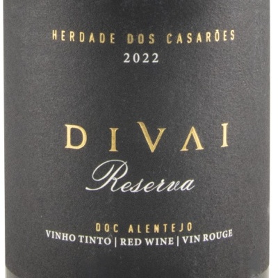 Etiqueta vinho tinto Divai Reserva 2022, Herdade dos Casarões, DOC Alentejo