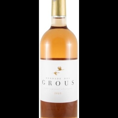 Garrafa de vinho rosé Herdade dos Grous 2021 com rótulo branco