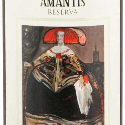 Rótulo de vinho Dona Maria Amantis Reserva 2022 Alentejo DOC com ilustração de figura feminina
