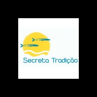 Logotipo com peixes azuis e texto Secreta Tradição