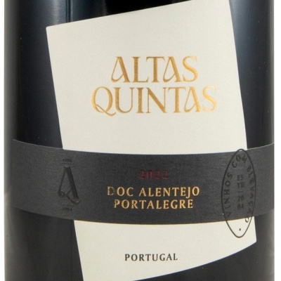 Rótulo de garrafa de vinho Altas Quintas DOC Alentejo Portalegre 2022