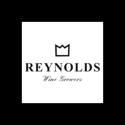 Logótipo preto da Reynolds Wine Growers com uma coroa estilizada