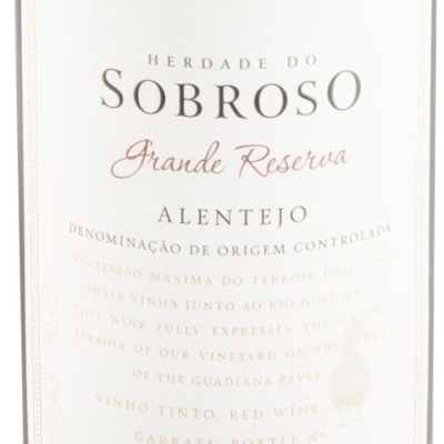 Rótulo de vinho tinto Herdade do Sobroso Grande Reserva Alentejo 2022