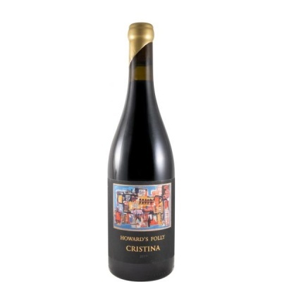 Garrafa de vinho tinto com rótulo preto e tampa dourada