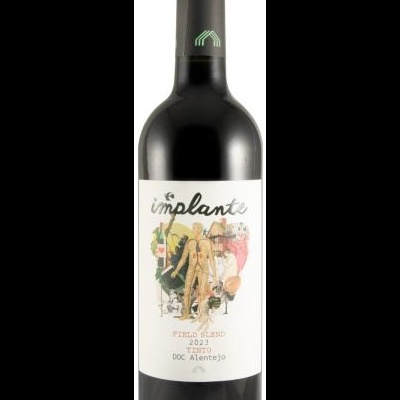Garrafa de vinho tinto com rótulo branco e ilustração abstrata