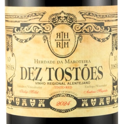 Rótulo vinho tinto regional alentejano Dez Tostões 2024