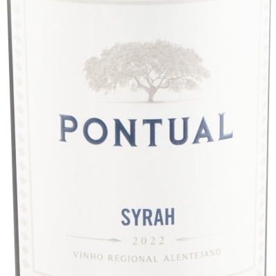 Rótulo de garrafa de vinho Pontual Syrah 2022 Alentejano