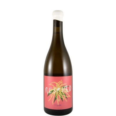 Garrafa de vinho com rótulo rosa ilustrado