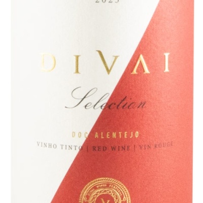 Rótulo vinho tinto DIVAI Selection 2023 Alentejo vermelho e branco