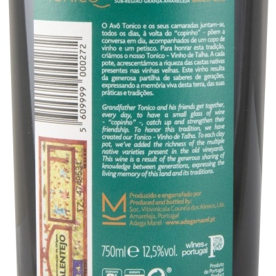 Etiqueta de garrafa de vinho branco Marel Tonico 2022 D.O.C. Alentejo