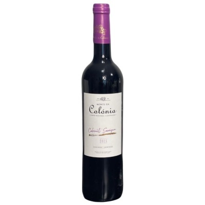 Garrafa de vinho tinto Monte da Colónia Cabernet Sauvignon 2023 com rótulo branco