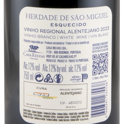 Etiqueta de vinho branco Herdade de São Miguel 2023 Alentejano 750 ml