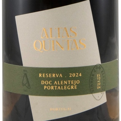 Rótulo de garrafa de vinho ALTAS QUINTAS RESERVA 2024 DOC ALENTEJO PORTALEGRE