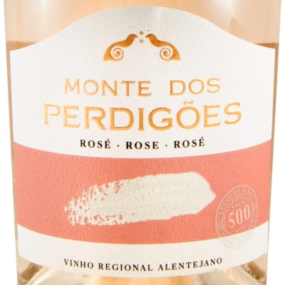 Rótulo de garrafa de vinho rosé Monte dos Perdigões