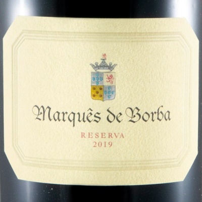 Rótulo de vinho Marquês de Borba Reserva 2019 com brasão