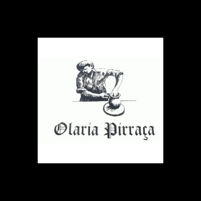 Ilustração de ceramista moldando vaso com texto Olaria Pirraça