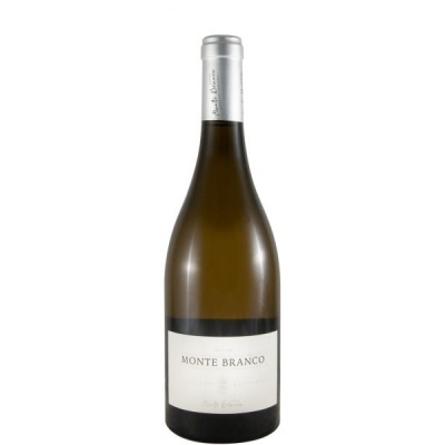 Garrafa de vinho branco Monte Branco com rótulo branco