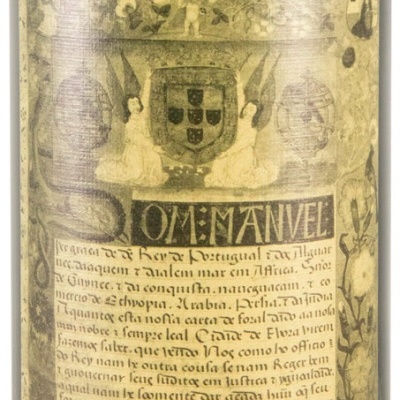 Rótulo de vinho branco Foral de Évora Branco Colheita 2023 com texto e imagem antiga