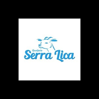 Logótipo azul de cabra e texto Queijaria Serra Lica em fundo branco