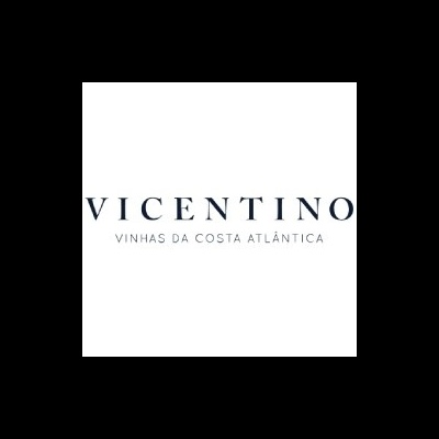 Logotipo VICENTINO VINHAS DA COSTA ATLÂNTICA preto em fundo branco