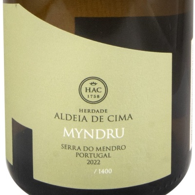 Rótulo de garrafa vinho HERDADE ALDEIA DE CIMA MYNDRU 2022